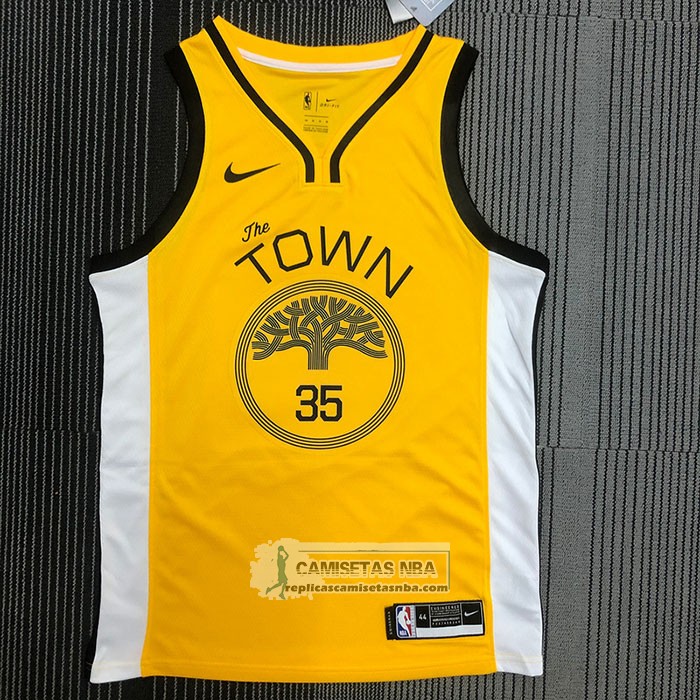 Camiseta Golden State Warriors Kevin Durant NO 35 Earned Amarillo